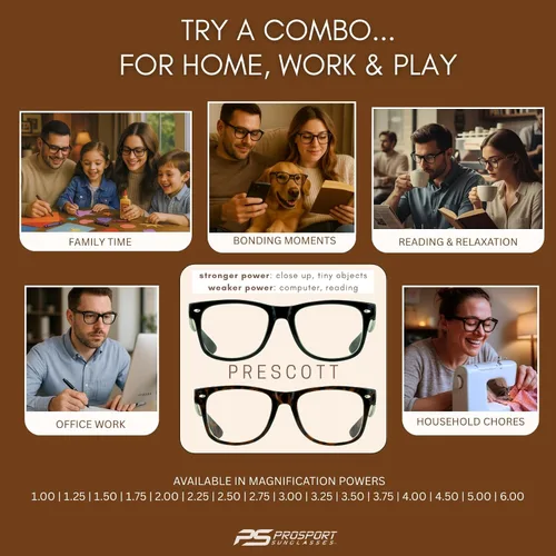 Vista 6 de proSPORT Gafas de lectura inspiradas retro vintage para hombres y mujeres, con alta ampliación disponible