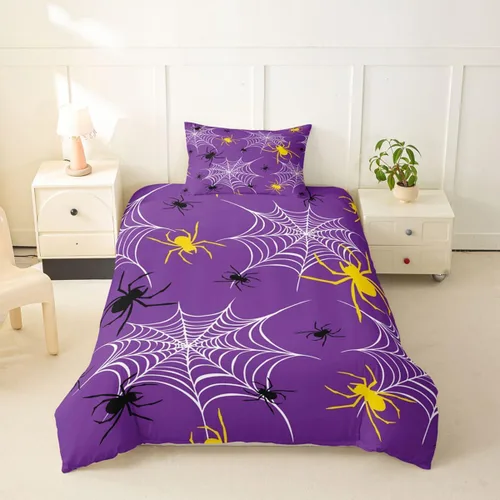 Vista 44 de Erosebridal Halloween Castle Pumpkin Duvet Cover Set Spooky Floral Cartoon Twin Bedding Sets for Girls Kids Boys Vintage Spooky Comforter Cover