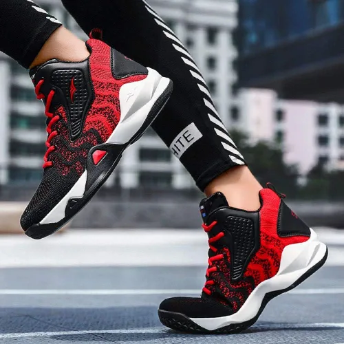 Vista 5 de Tenis de baloncesto unisex ligeros con tejido de mosca, para correr, trotar, baloncesto