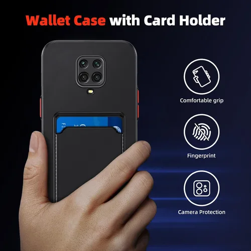 Vista 5 de Funda para Redmi Note 9 Pro, Redmi Note 9s con ranura para tarjetas de crédito, TPU suave TPU silicona resistente a los arañazos delgada ranura