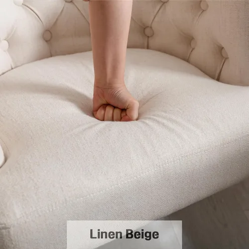 Vista 4 de LukeAlon Juego de 2 sillas de comedor de lino con brazo copetudo, color Beige
