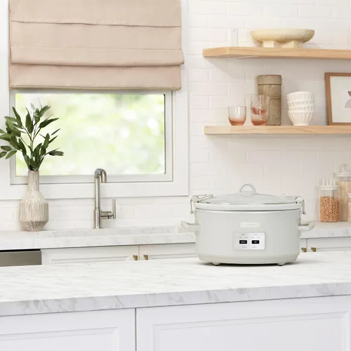 Vista 7 de Crock-Pot Olla de cocción lenta Cook and Carry de 7 cuartos con control táctil, 4 configuraciones preprogramadas, recipiente de cerámica extraíble