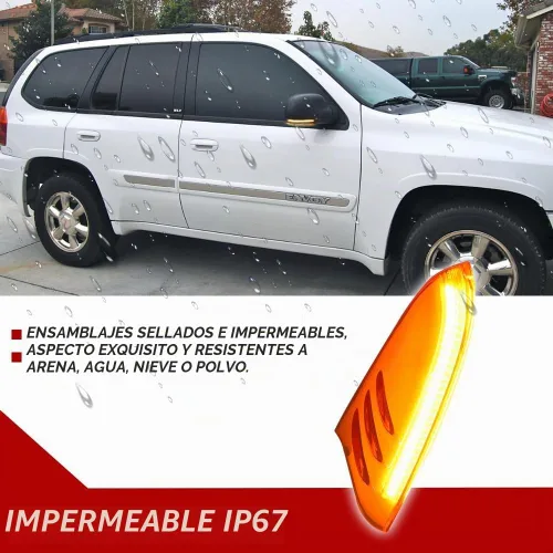 Vista 4 de Luces de señal de giro LED ámbar con lente ámbar para espejo lateral para Buick Rainier 2004-2007, Chevrolet Trailblazer GMC Envoy 2002-2009