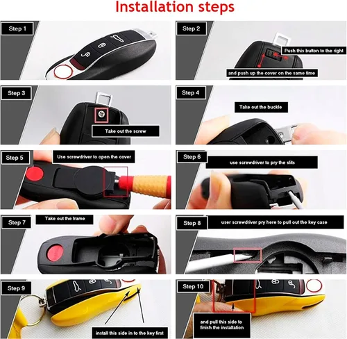 Vista 6 de Xotic Tech - Carcasa rígida de ABS con llavero, compatible con Porsche Cayenne, Panamera, Boxster, Cayman Carrera 918 Spyder Macan, llave