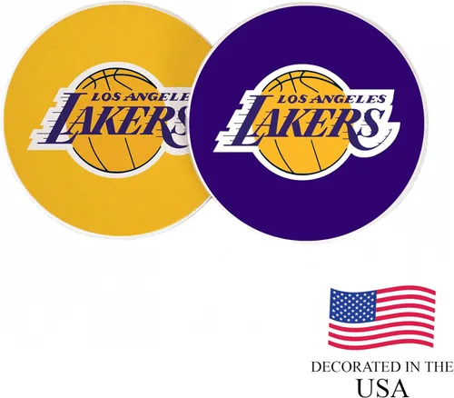 Vista 4 de Desert Cactus Los Angeles Lakers - Juego de 2 posavasos absorbentes de la Lakers de la Lakers de la NBA Basketball League