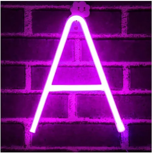 Vista 7 de Letrero de neón, letras de neón, letras del alfabeto de neón iluminadas, letras con luces LED, letras de marquesina iluminadas, batería, USB, rosa