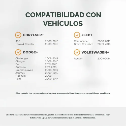 Vista 2 de Programador de llaves simple y llavero para vehículos seleccionados Chrysler, Dodge, Jeep, Ram, Volkswagen