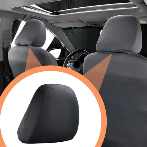 Vista 6 de 2 fundas para reposacabezas de asiento de automóvil, 9" x 10.6" de punto elástico transpirable completamente envolvente, cubierta antipolvo simple