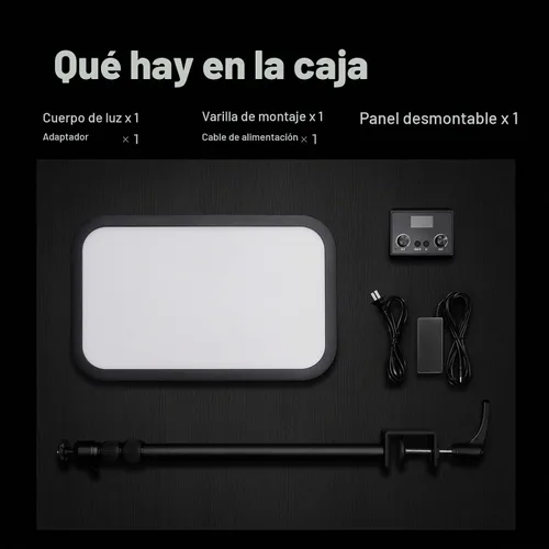 Vista 9 de Godox Luz de llave ES45, luz de video LED con soporte de escritorio extensible, control inalámbrico 2.4G, 0-100% de brillo y temperatura
