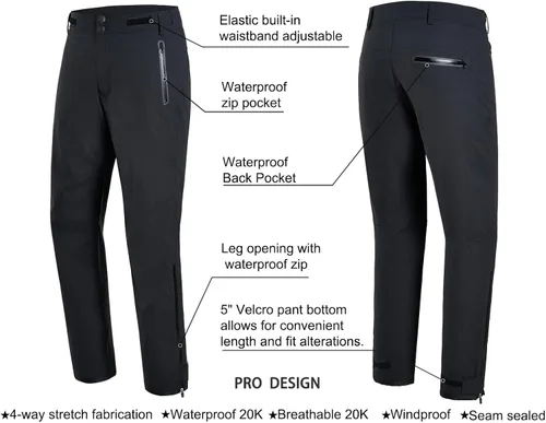 Vista 3 de fit space Pantalones de lluvia permanentes Climastorm de golf impermeables de 20 K ligeros de rendimiento deportivo
