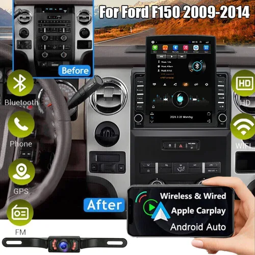 Vista 2 de Android 13 Estéreo de coche para Ford F150 2009 2010 2011 2012 2013 2014 con Carplay inalámbrico Android Auto 9.7 '' pantalla táctil 2G+32G coche