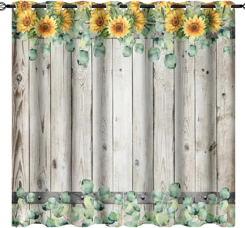 Vista 27 de Cortinas abstractas de eucalipto y colibrí, cortinas opacas con aislamiento térmico y ojales para dormitorio, 2 paneles de 45 pulgadas de largo x 21