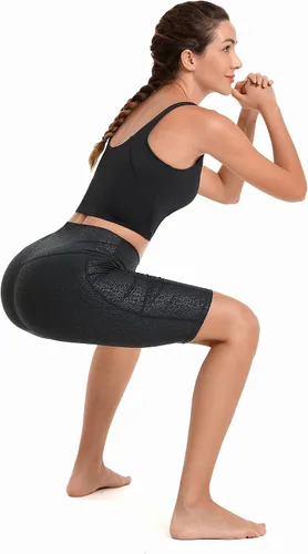 Vista 6 de Sunzel Pantalones cortos de ciclismo de 10 pulgadas, 8 y 5 pulgadas, para mujer, con bolsillos, cintura alta, para yoga, atletismo, gimnasio