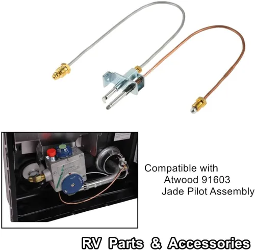 Vista 3 de Montaje de piloto para calentador de agua Atwood 91603 (91214), incluye kit de termopar piloto, piezas de calentador de agua de propano para RV