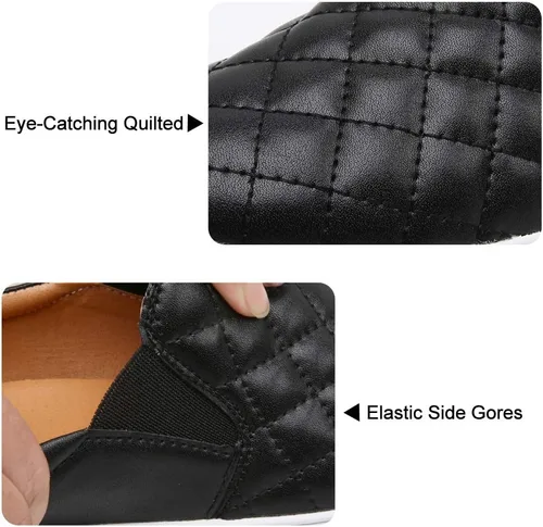 Vista 3 de VOCNTVY Mocasines cómodos y casuales de cuero acolchado para mujer