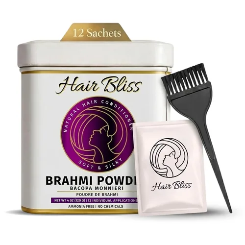 Vista 10 de Hair Bliss Natural Aloe Vera Herbal Hair & Skin Conditioning Powder 12 Individual Sachets (10 gm Each) Reusable Brush & Tray Included By Pride