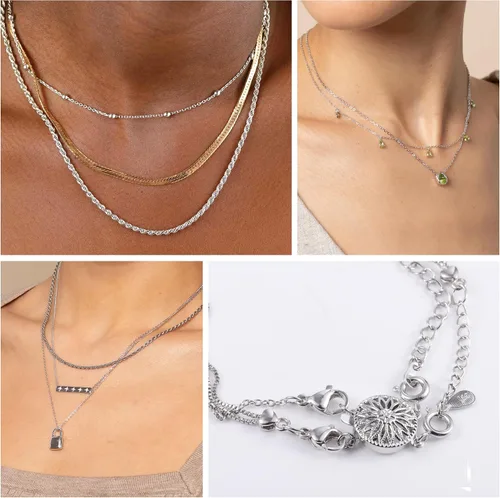 Vista 7 de Separador de collar para capas de oro blanco sin enredos, joyería de seguridad, collar de capas, separador de cierres para múltiples collares