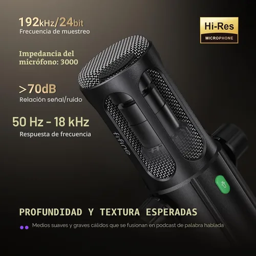 Vista 3 de FIFINE - Micrófono para podcast, micrófono dinámico vocal USB/XLR para transmisión, grabación, emisión, creador de contenido, micrófono de estudio