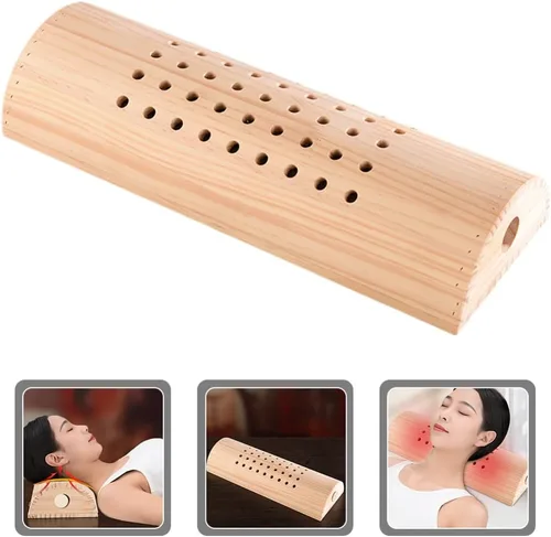 Vista 7 de Almohada de moxibustión de madera para el cuello para uso diario en el hogar, soporte cervical, cómodo cojín para dormir y soporte de espalda, 12.99