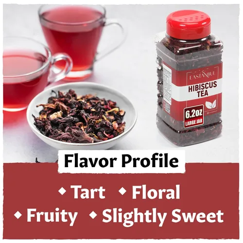 Vista 3 de Eastanbul Té de hibisco hojas sueltas, 6.2 onzas, té de flores de hibisco mediterráneo, hojas de Jamaica, flor de Jamaica, seco, natural, sin
