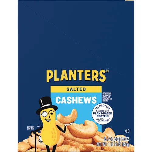 Vista 11 de Planters mitades y piezas de anacardos con sal marina pura