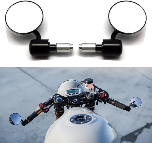 Vista 3 de Espejo de extremo de barra de manillar de motocicleta, espejo retrovisor universal de 7/8 pulgadas, mango redondo antirreflejo, compatible