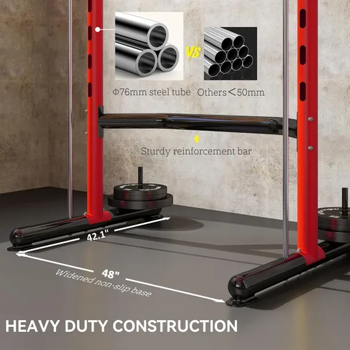 Vista 6 de Soozier Squat Rack with Pull Up Bar Adjustable Power Black Rojo