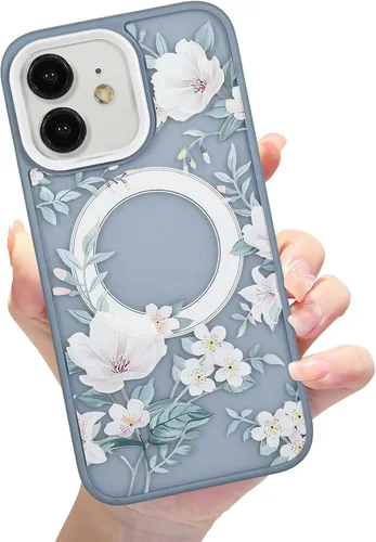 Vista 46 de Compatible con el teléfono 13 Pro - Funda magnética mate translúcida, de lujo, a prueba de golpes, magnética y con bonito patrón de flores, carcasa