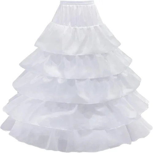 Vista 4 de Hanmgowns Enaguas para mujer, 4 aro, 5 capas de volantes, falda de crinolina para boda, vestido de novia, vestido de graduación, vestido de baile