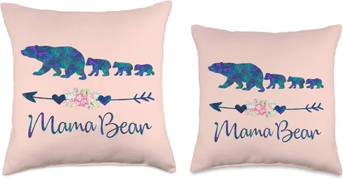 Vista 3 de Almohada de peluche azul y morado con tres cachorros, color rosa claro, 16.0 x 16.0 in, multicolor