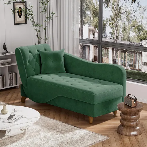 Vista 12 de Tumbona de terciopelo para interiores con almacenamiento para sala de estar Blanco beige