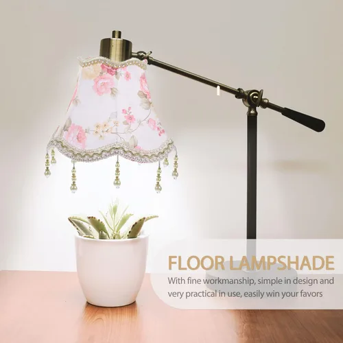 Vista 8 de DOITOOL Pantalla europea de tela con flecos, pantalla de mesa con cuentas, pantalla de luz decorativa para dormitorio y sala de estar, compatible