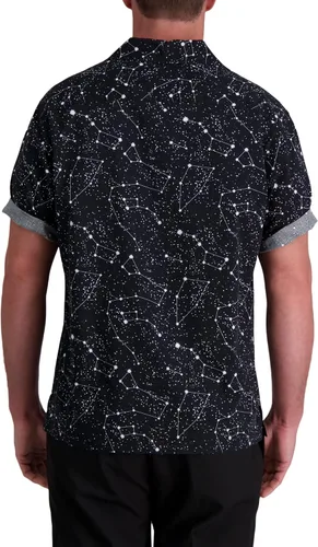 Vista 2 de Haggar Camisa de campamento elástica estampada de manga corta para hombre