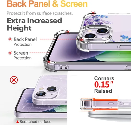 Vista 5 de Funda para iPhone 13 y iPhone 14 (6.1 pulgadas), funda protectora delgada de poliuretano termoplástico suave a prueba de golpes, bonito