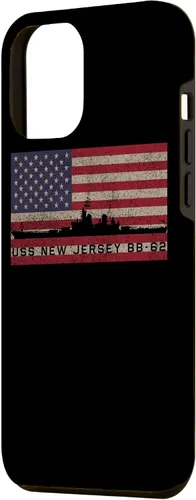 Vista 2 de Funda para iPhone 12 Pro Max USS New Jersey BB-62 WW2 de la bandera estadounidense de EE.UU.