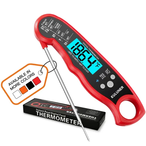 Vista 8 de KULUNERKULUNER - Termómetro digital impermeable de lectura instantánea de carne con sonda plegable de 4.6 pulgadas Negro