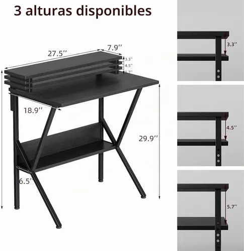 Vista 3 de COTUBLR Escritorio Pequeño, Escritorio de Computadora Pequeño de 27.5 Pulgadas para Espacios Pequeños, Escritorio de Computadora con Soporte