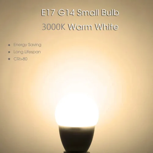 Vista 6 de Lxcom Lighting Bombilla LED E17 de 6 W, bombilla globo E17, base intermedia de 50 W, bombilla incandescente equivalente a bombillas LED G14, blanco