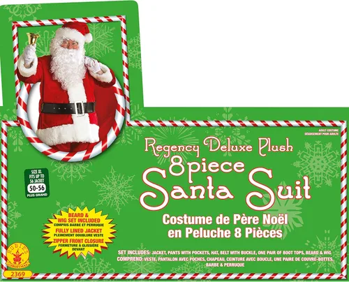 Vista 4 de Rubie's - Traje de Papá Noel de terciopelo para adultos con peluca