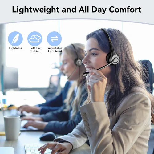 Vista 8 de Auriculares con micrófono, auriculares USB con micrófono para PC, auriculares de computadora con micrófono de cancelación de ruido con función