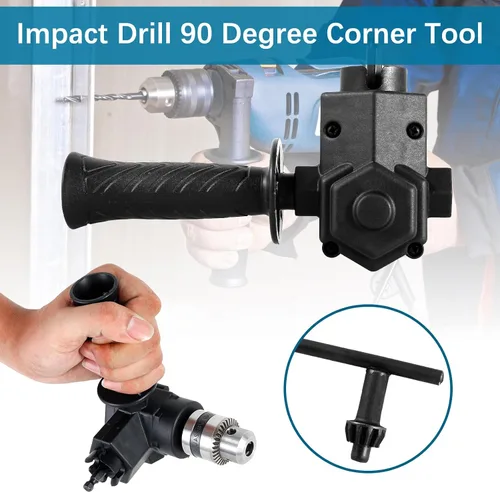 Vista 6 de Accesorio de taladro de ángulo recto, Adaptador de taladro de ángulo recto de 90 ° de alto par, Adaptador de esquina de broca de metal de 90°