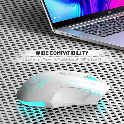 Vista 8 de AJ52PRO Ratón inalámbrico con cable Bluetooth para juegos con retroiluminación LED RGB ajustable 10000DPI ergonómico 7 botones programables