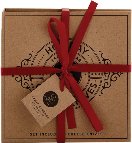 Vista 3 de Santa Barbara Design Studio Set de regalo Kitchen Essentials Holiday Collection Caja de regalo de cartón kraft, 3 piezas, cuchillos de queso