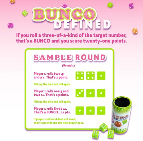 Vista 4 de Caja de Juego de Bunco de Continuum Games, Caja de Fiesta para Noche de Damas con Las Chicas, Juegos para Adultos para 2-12 Jugadores con 3 Juego