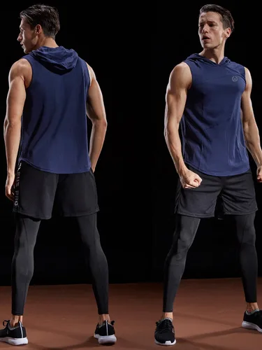 Vista 2 de NELEUS Dry Fit Workout Athletic Muscle Tank with Hoods Pack of 3