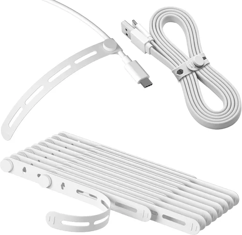 Vista 7 de 20 unidades de bridas reutilizables para cables Nearockle, bridas ajustables de silicona para organizar cables pequeños, bridas de cierre
