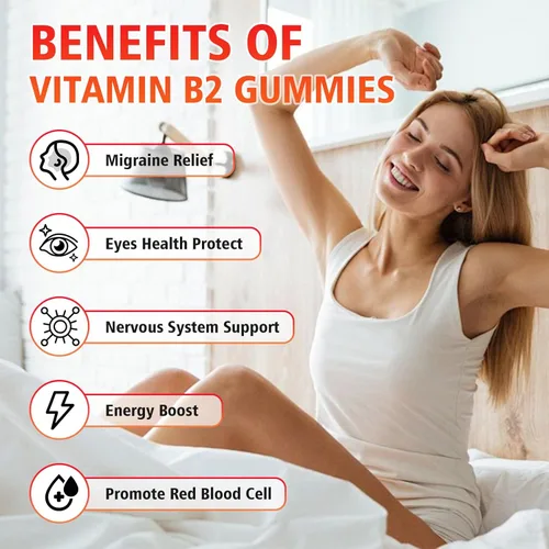 Vista 3 de Gomitas de vitamina B2, riboflavina de 400 mg con magnesio para niños y adultos, gomitas B2 para alivio de la migraña y apoyo energético, sabor a