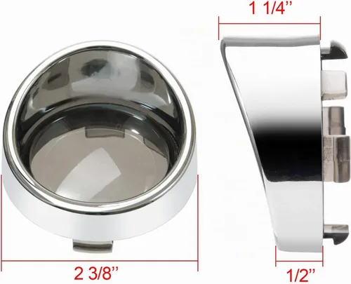 Vista 2 de PBYMT Cubierta de lente de señal de giro ahumado, biseles cromados estilo visera de bala de 2 pulgadas, compatible con Harley Davidson Dyna Street