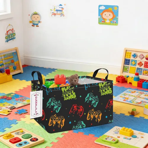 Vista 7 de QUEENLALA Cesta para la colada rectangular/Cesta para la ropa sucia plegable para habitación de niños, para organizar o almacenar, para juguetes