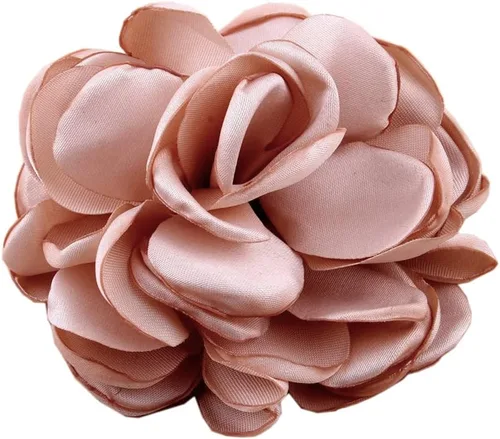 Vista 13 de Huralona 10 flores de cinta de satén para manualidades, lazo, boda, diciembre, vintage, flores de tela, rosas artificiales para tocado, apliques